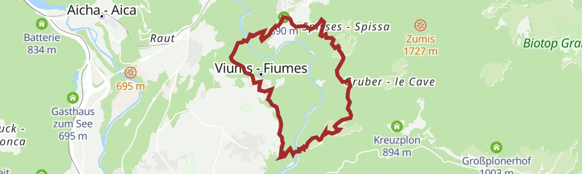 Route map: The Rienz Gorge circular trail